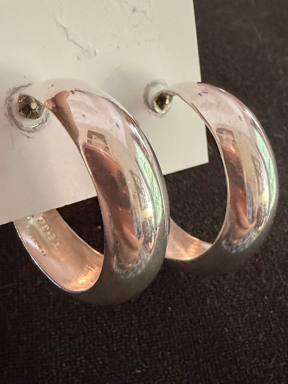 Vintage Sterling Silver Large Hoop Earrings TE-36 Taco Mexico 925 .5 Ounces